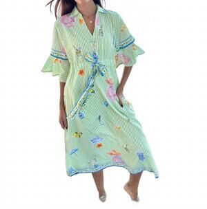 NEW ISLAPAYAL cape midi dress in martini green